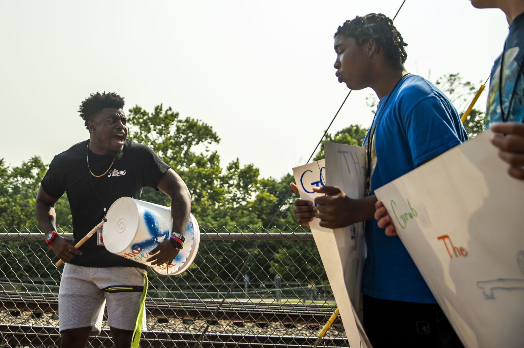 The Listening's Freedom School program march along Jefferson Street